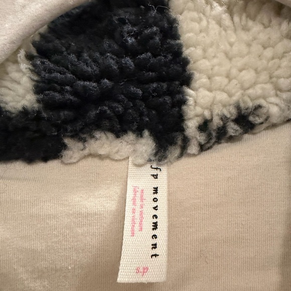 FREE PEOPLE FP MOVEMENT Hit The Slopes Printed Fleece Jacket Black White Checker - Picture 13 of 16